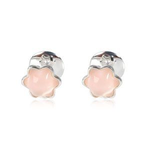 Mont Blanc Star Signet Rose Quartz Earrings in Sterling Silver